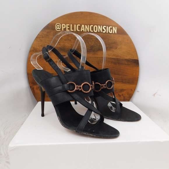 Manolo Blahnik Shoes - MANOLO BLAHNIK black leather heel sandals